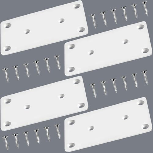 JULIHTU White Flat Mending Plate 3.94" x 1.93'' Flat Bracket, 4 Pack - size: 3.94 x 1.93 x 0.08 inch/100 x 49 x 2 mm