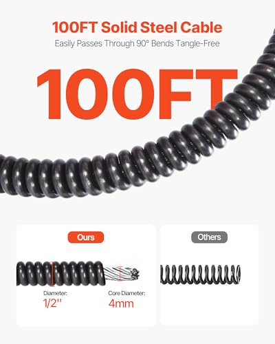 VEVOR Drain Cleaner Machine 100 FT x 1/2 Inch Auto Feed Sewer Snake Auger - style: 100 FT x 1/2''