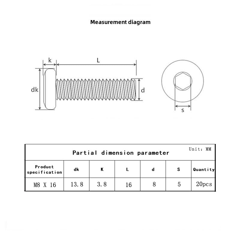 Metuja M8-1.25 x 16mm,20-Pack Black Flat Head Hex Socket Cap Screw Bolts,304 Stainless Steel,Fully Threaded M8 Bolts,Metric Fasteners for Furniture - size: M8-1.25x16mm