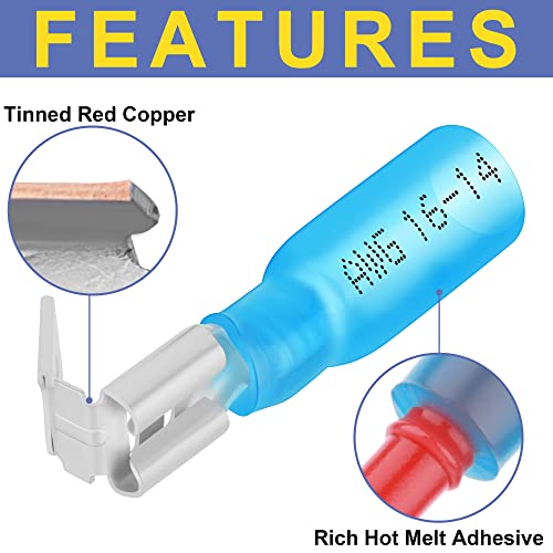 haisstronica 200PCS Heat Shrink Piggyback Spade Connectors, 22-10 AWG - size: AWG 22-10, style: Piggyback 200PCS