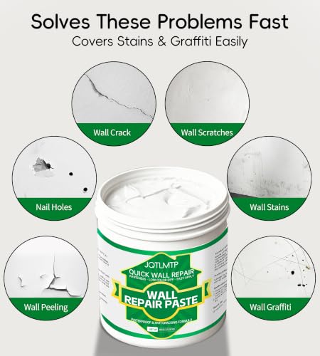 Wall Repair Paste 12 OZ, Drywall Crack & Hole Filler, Fast Drying Spackle for Interior Wall Repair