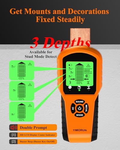 Stud Finder Wall Scanner, 6 in 1 Upgraded Wall Stud Finder Scanner Tool for Detecting Drywall Stud Center Wood Metal AC Wires with Magnetic Sensor, Gifts for DIYers Hanging Photo Frame Bracket