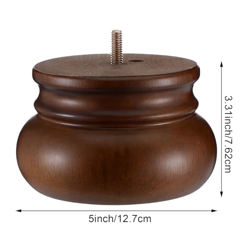 4 Pack 3 Inch Solid Wood Furniture Leg Brown Walnut Bun Feet for Sofas, Chairs, Cabinets, Beds and Home Decor and Much More