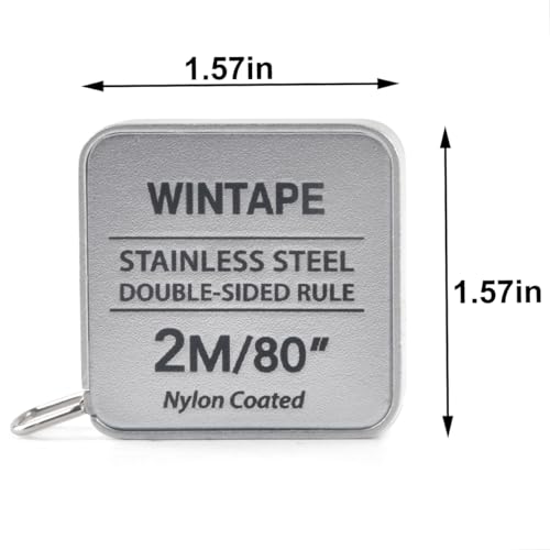 Mini Square Tape Measure, Small Retractable 80 Inch / 2 M Measuring Tape | Nylon Coated Dual Sided Silver Measure Tape - style: Square