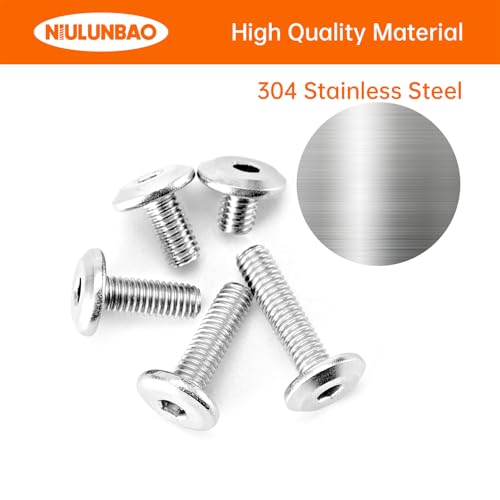 M3 x 4mm 6mm 8mm 10mm 12mm Flat Round Head Hex Socket Cap Screws Bolts, Furniture Screws, 304 Stainless Steel, Metric Fully Threaded, Allen Hex Drive, Bright Finish, Assortment Kit 250PCS - size: M3 x 4/6/8/10/12mm (250PCS)
