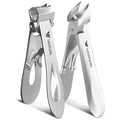 Nail Clippers for Men and Seniors 2-Pack Large Wide Jaw Opening, Sharp Slant Blade & Curved Blade Toenail Clippers for Thick Nails, Heavy Duty Nail Cutter for Thick Toenails and Ingrown Nails - size: 2-Pack