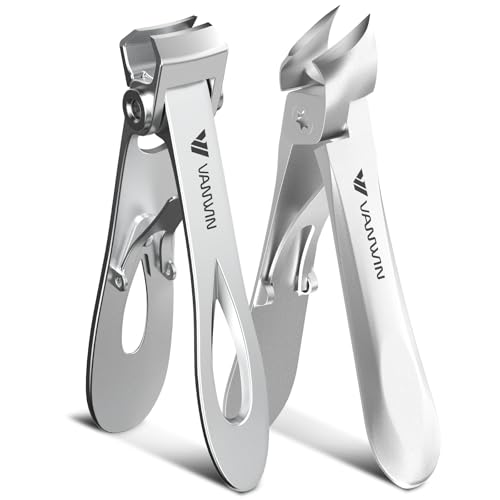 Nail Clippers for Men and Seniors 2-Pack Large Wide Jaw Opening, Sharp Slant Blade & Curved Blade Toenail Clippers for Thick Nails, Heavy Duty Nail Cutter for Thick Toenails and Ingrown Nails - size: 2-Pack