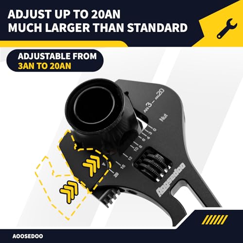 3AN-20AN AN Fitting Wrench AN Fitting Tool for AN Hose Fitting Assembly Adjustable Lightweight Aluminum Black With Double-ended AN Wrench 6AN Socket-AN8 B-nut Blue - color: Black, size: 3AN-20AN