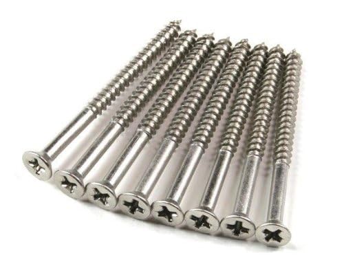 Long Wood Screws for Door Hinges Satin Nickel 9 x 2 1/4 Inch 24-Pack