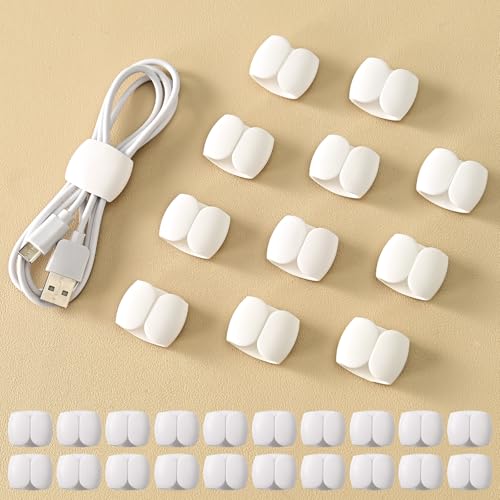 Generic 20-Pack White Cable Clips Secure & Tidy Cable Management for Home, Office & Travel - color: White