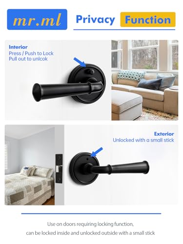 Door Handle Black Privacy Door Lever Black DoorHandle, 1 Pack - color: Black