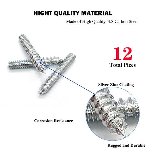 12 Pack 1/4-20 x 1-1/2 Inch Silver Hanger Bolts 1/4-20" Double Headed Bolts 1/4 Wood Dowel Screw Self-Tapping Screw Hanger Bolts for Furniture Screws Double Screw Threaded Rods Bolt 37mm length - size: Silvery 1/4-20"x1-1/2"-12PCS