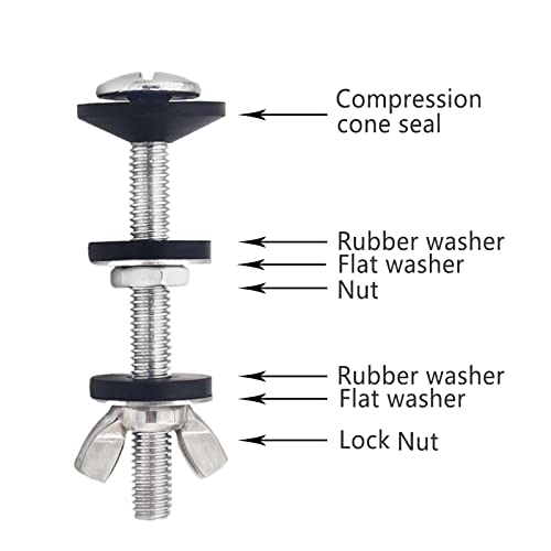 Universal Toilet Tank to Bowl Gasket Repair Kit, 2 Pcs Gasket and 4 Sets 5/16 * 3.15 inch Stainless Steel Heavy Duty Rustproof Bolt Hardware Kits,Fits 3-Inch 3.5-Inch Flush Valve Opening. - style: 2Pcs 3 inch Gasket with 4 Sets Stainless Steel Bolt Kit