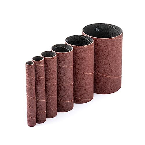 POWERTEC 11204 4.5" Sanding Sleeves for Spindle Sander | 80 Grit | Aluminum Oxide Sandpaper Sanding Sleeves 4-1/2” Long in 6 Diameters 1/2”, 3/4”, 1”, 1-1/2”, 2” and 3” – 6 Pk - style: 80 Grit Sanding Sleeves Set (6pk)