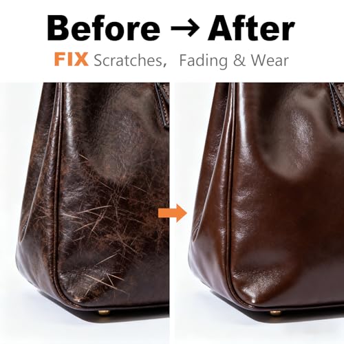 Dark Brown Leather Repair Kit, Recoloring Balm, Leather Dye | Restore Scratches, Faded & Aged Leather & Vinyl Couches, Boots, Car Seats & Furniture - color: Dark Brown
