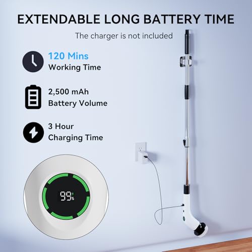 Electric Bathroom Cleaning Brush Cordless Shower Scrubber SD-CTB01 - color: White and Black