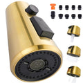 Pull Down Spray Head Replacement - for Kitchen Faucet Sprayer Head with 9 Adapters, 3 Function Pull Out Faucets Spray Nozzle Compatible with Moen, American Standard Faucets, Brushed Gold - color: Brushed Gold