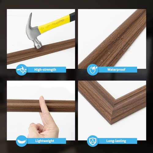 Art3d Pre-Cut Wall Molding Set of 6 pcs, 3 Top 3 Bottom, Walnut - color: Walnut: Style 2