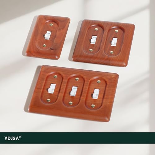 Double Toggle Light Switch Cover Plate in Cherry Wood Elegant Wooden Light Switch Cover Plate for 2 Toggle Light Switch Double Rocker Design - color: Cherry wood, size: Double Rocker