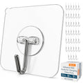 GLUIT Adhesive Wall Hooks for Hanging Heavy Duty 22 lbs Hooks for Walls No Damage, Towel Sticky Clear Hooks, Waterproof, Home, Bathroom, Kitchen, Office, and Outdoor, 40 Pack - size: Medium, 40 pcs