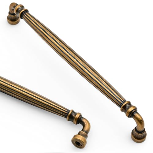 Asidrama 10 Pack 7.5 inch Brushed Antique Brass Kitchen Cabinet Handles - color: Brushed Antique Brass, size: 7.5" Hole Center(192mm)