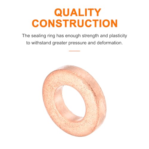 MECCANIXITY 52 Pcs Flat Copper Washers, 5x10x2mm Copper Upgraded Flat Metric Sealing Crush Ring Washers for Hydraulic Fittings Screw Bolt Nut Electronic Repair - size: 5x10x2mm