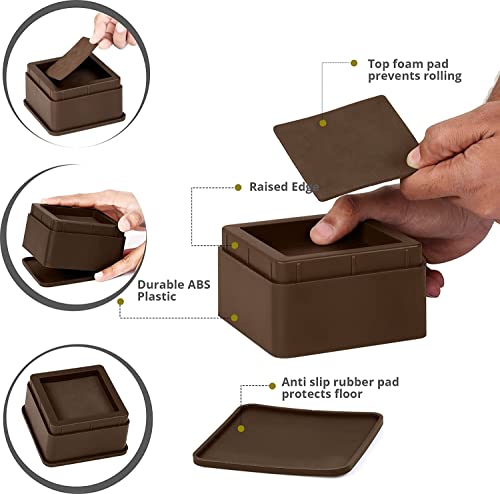 Utopia Bedding Adjustable Bed Risers 2 Inch, Brown, 8-Pack - color: Brown, size: 2 Inch (Pack of 8)