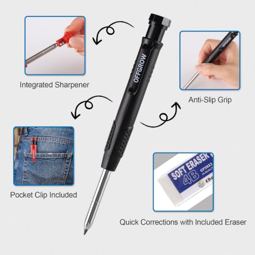 2-Pack Mechanical Carpenter Pencils Set with Refills and Case