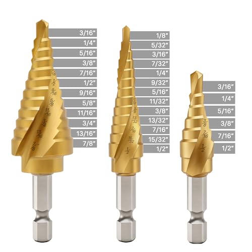 3Pc Step Drill Bit Set with Titanium Coating - style: 3PC-Spiral