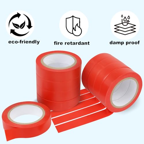 Romeda 9 Pack Electrical Tapes, Electrical Tape Water, Sun, and Oil Resistant, Electrical Tape is Suitable for Most Domestic, Commercial, and Industrial environments - Red - color: Red