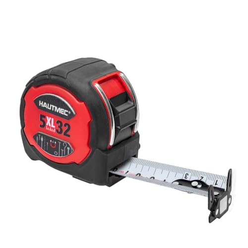 HAUTMEC 1-1/4"Wide Blade Tape Measure 16ft Compact, Heavy Duty Retractable Measuring Tape with Hook & Housing Magnets, Metric/Inch Scale for Construction Contractors 702