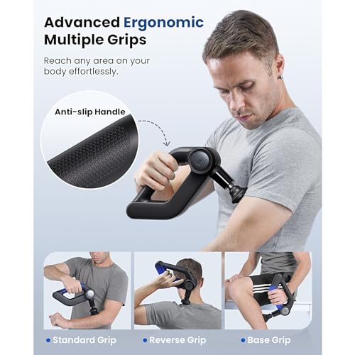 BOB AND BRAD D5 Pro Massage Gun with 13mm Amplitude, FSA-HSA Eligible, Professional Deep Tissue Percussion Massage Gun, Ergonomic D-Handle for Effortless Muscle Pain Relief, Birthday Gift for Men - color: Black