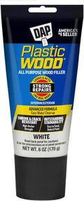 DAP Plastic Wood All Purpose Latex Wood Filler, White, 6 Oz - Packaging May Vary (Pack of 6) - color: White, size: 6 Oz. (Pack of 6), style: Plastic Wood