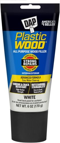 DAP Plastic Wood All Purpose Latex Wood Filler, White, 6 Oz - Packaging May Vary (Pack of 6) - color: White, size: 6 Oz. (Pack of 6), style: Plastic Wood