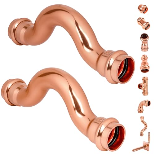 (WDAISY 2 Pack) 3/4" Press Fittings, 3/4 Inch Press Cross-Over For Copper Tube Connection,Lead-Free,UPC,NSF/ANSI61 Certified. - size: 3/4" Copper Press Crossover Elbow – 2P