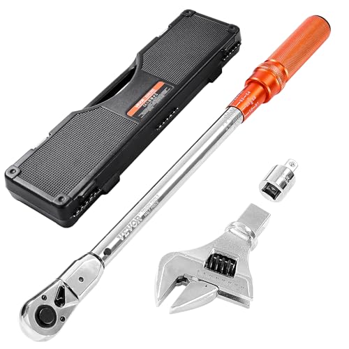 VEVOR Adjustable Torque Wrench 1/2 Inch Drive, 20-160Ft.lb/27.1-216.8Nm, 38MM Open End, 3/8 Inch Drive Torque Wrench with Interchangeable Jaw & Ratchet Head for HVAC, Car, Moto, Narrow Pipeline - size: 1/2" 2 PCS