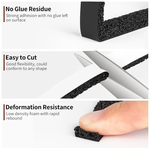 Yotache Open Cell Self-Adhesive Foam Seal Tape 1/2" x1/4", 13 FT x 2Pcs | Weather Stripping for Door Insulation, Soundproof, Weatherstrip - size: (0.5"×1/4") 26FT