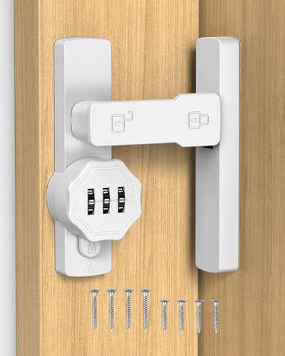 Keyless 90/180 Degree Sliding Barn Door Lock Latch, White-1PC - color: White-1PC