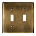 ENERLITES Double Toggle Switch Metal Cover Plate, 2-Gang, Antique Brass - color: Antique Brass, size: Standard Size