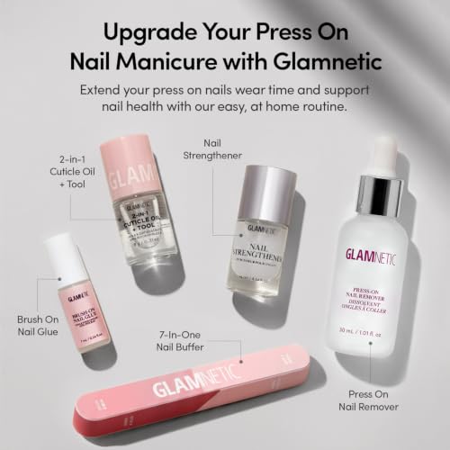 Glamnetic Press On Nails - Short Almond, Velvet Fake Nails 30 Pc Full Kit - color: 3Z - Not Your Cinder-Ella