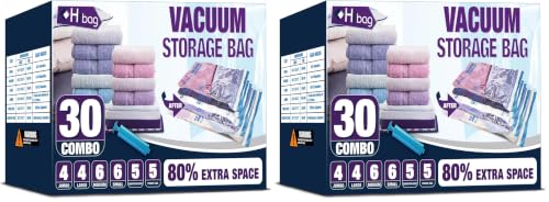 30 Combo Vacuum Storage Bags, Vacuum Seal Bags for Clothing and Bedding (Pack of 2) - size: 30-COMBO (Pack of 2)