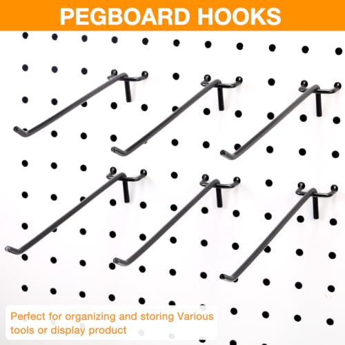Shimeyao 200 Pcs Peg Board Hooks Stainless Steel Pegs,8 Inch,Black - color: Black, size: 8 Inch