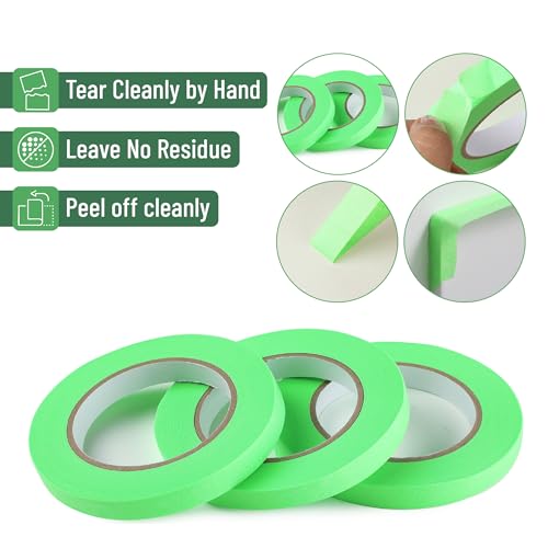 Mr. Pen- Green Masking Tape, 0.6 Inch Wide, 3 Rolls, 3 x 55 Yards - color: Light Green