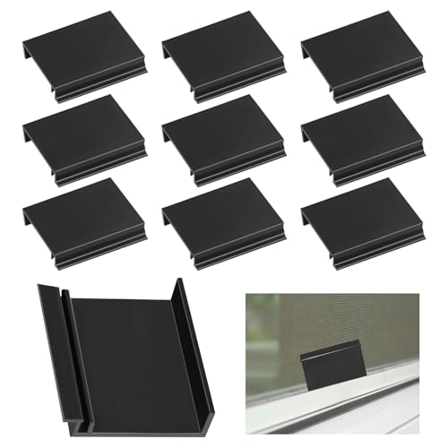 Window Screen Pull Tabs 20 Pack Hollow Flat Spline Channel Pull Lift Tabs Replacement Repair Clips Kit, Window Screen Frame Center Brace Privacy Screen Mounting Tabs, Black Vinyl