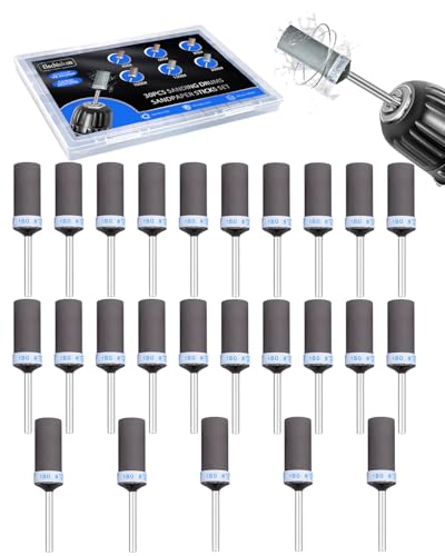 180 Grit Sanding Drums for Dremel Rotary Tools Accessories, 25PCS Sanding Bits Kit for Dremel Sanding Bands with 1/8 inch Shank, Sandpaper Sticks Set for Plastic Wood Metal Grinding Polishing - style: 180 Grit 25PCS