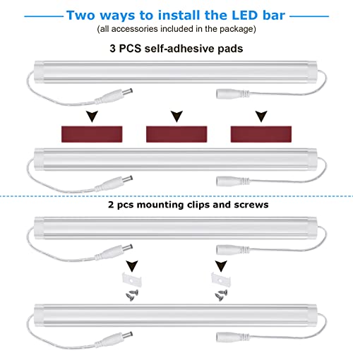 Litever Under Cabinet LED Lighting Kit, Super Bright, 6 PCS 12” Slim Light Bars, 31W 2000 Lumen, Dimmable, Plug or Wired Power Adapter, for Kitchen Cabinets Counter Shelf Workbench (Warm White 3000K) - color: White Cable-Warm White 3000K