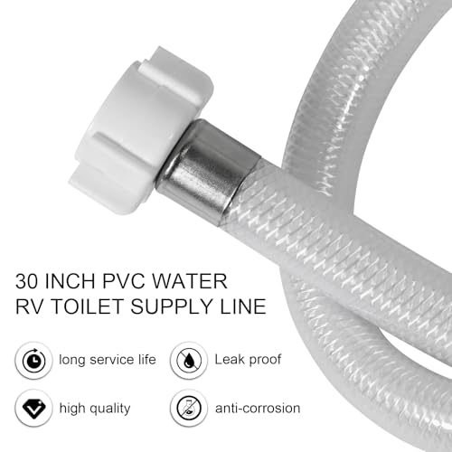 30 Inch PVC Water RV Toilet Supply Line, Faucet Supply Pipe, Hose Connector
