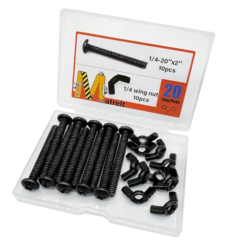 20 Pack Black 1/4"-20 x2 Screw Bolts and Wing Nut Kit 10pcs Machine Screws with Round Head Phillips 10pcs Butterfly Hand Twist Tighten Nut Zinc Plated Hardware Fitting Fastenings Assortment Kit - size: Black 20 Pack 1/4"-20 x2"
