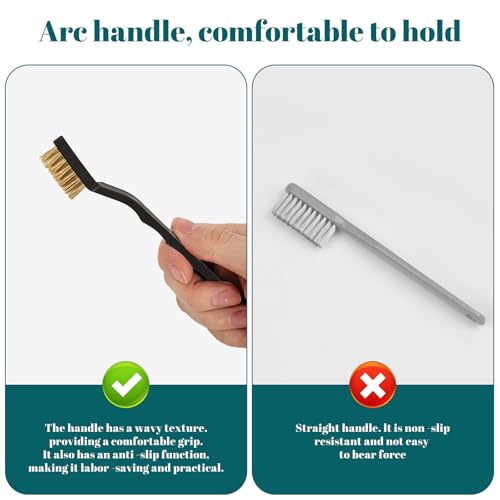12 Pcs Mini Brass Brush Set, Brass Scratch Brush with Curved Handle - style: Brass