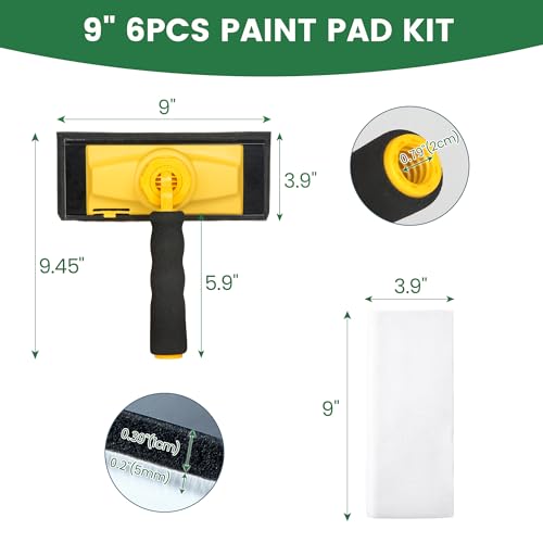 VOOMEY Paint Pad with 5pcs Replacement Pad Refills - color: Rotation Handle Paint Edger with 5pcs Replace Pads (9")